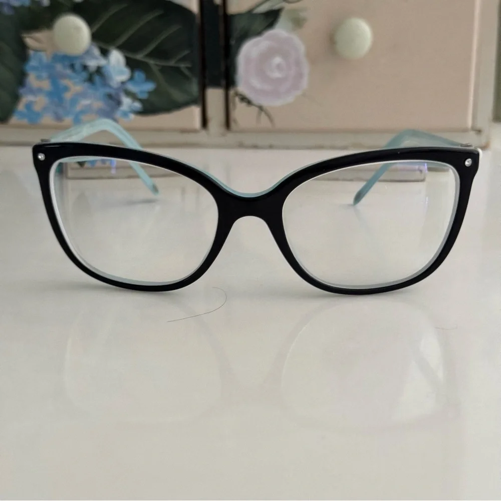 Tiffany & Co Black Turquoise Cat-eye Eyeglasses with Case - Picture 9 of 12